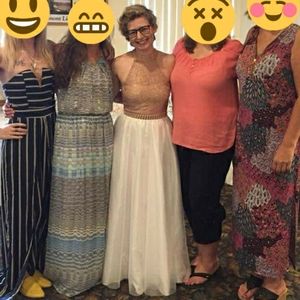 Rose Gold Pink and White Formal Dress